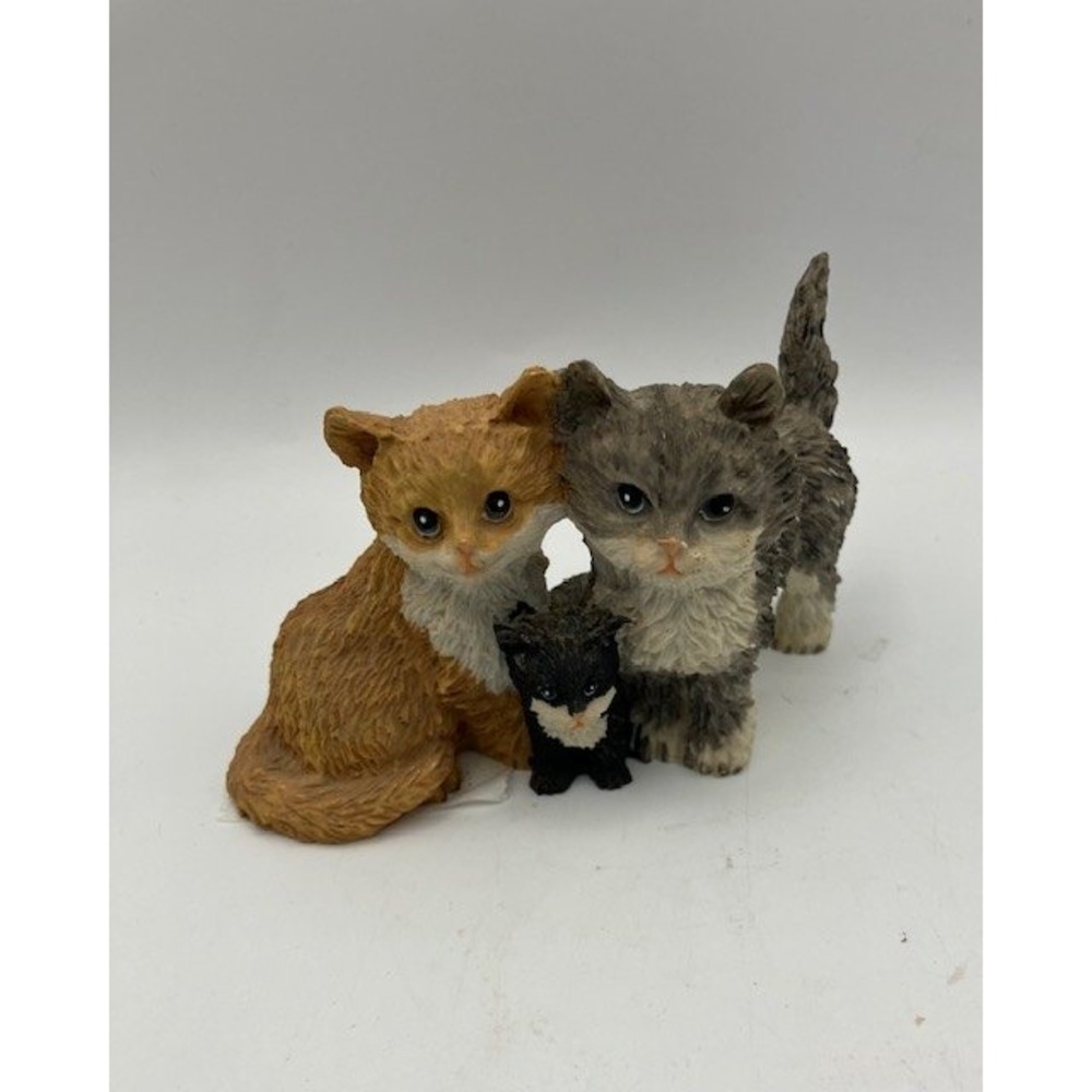 Cute Resin Cat/Kitten Family Figurine Home Shelf Decor Brown/Gray/Black 2.5"H